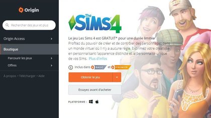 Page pour télécharger le jeu Les Sims 4 gratuit sur PC