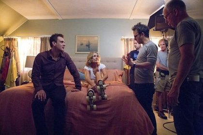 Jason Segel, Cameron Diaz et Jake Kasdan sur le tournage de Sex Tape