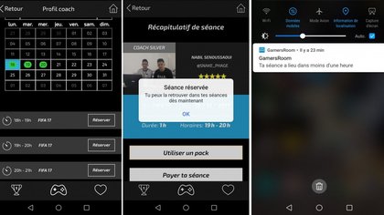 La réservation de la session en quelques étapes et un petit rappel, via l'appli gratuite dédiée.