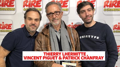 Patrick Chanfray et Vincent Piguet au standard de Rire & Chansons - face à Thierry Lhermitte - photo - Rire & Chansons