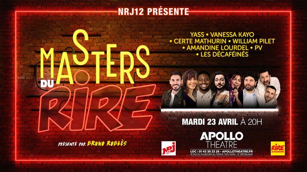 Jeu concours - Les Masters du rire - 5ème édition - Invitations à gagner pour participer à l'enregistrement de l'émission de NRJ12 le 23 avril 2024