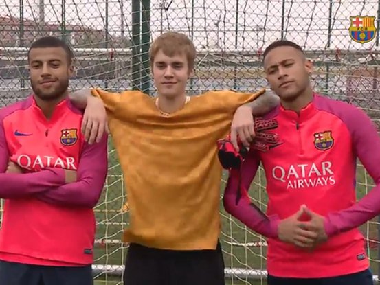 Justin Bieber à l'entrainement du FC Barcelone