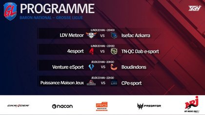 La Grosse Ligue - League Of Legends : Programme des matchs de la semaine