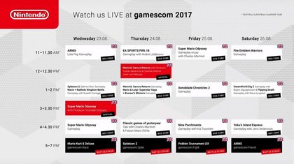 Programme Live Nintendo Gamescom 2017