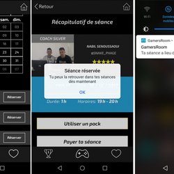 La réservation de la session en quelques étapes et un petit rappel, via l'appli gratuite dédiée.