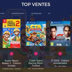 Le Top des ventes de jeux vidéo en France, semaine 26 de 2019