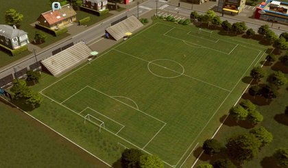 Un terrain de foot créé avec Cities Skylines