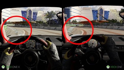 Une image comparative Xbox One X vs. Xbox One