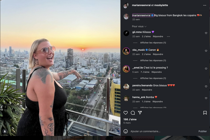 Capture d'écran Instagram