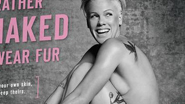 Pink préfère être nue qu'en fourrure!