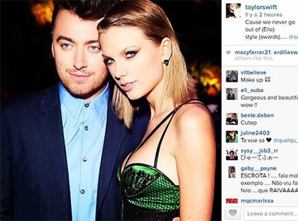 Sam Smith-Taylor Swift-Elle Awards-Photo