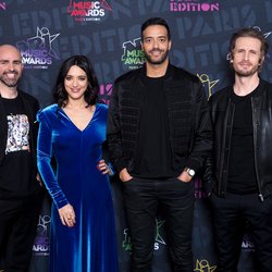 Julien Arruti, Vanessa Guide, Tarek Boudali et Philippe Lacheau  - Photocall NRJ Music Awards Paris Edition
