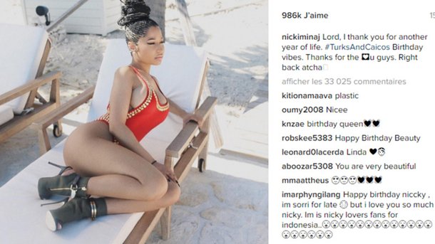 Nicki Minaj : pose sexy pour son anniversaire