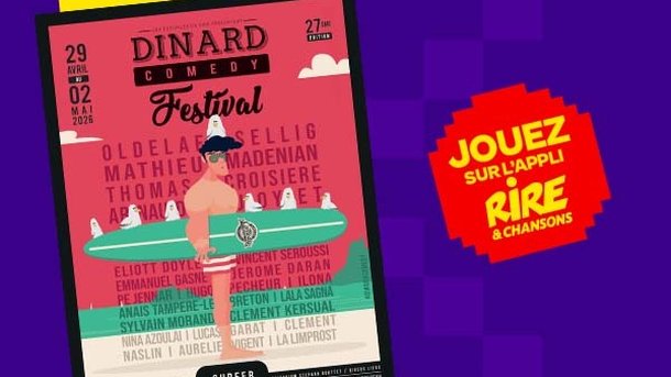 Jeu concours - Dinard Comedy Festival 27ème édition - Un séjour pour deux personnes du 30 avril 2026 au 2 mai 2026 à gagner -
