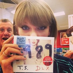 Taylor Swift: The deluxe #TS1989 is at @Target & I just got my copy! 3 voice memos + 3 extra songs, 13 Polaroids. Anddddd hi Dad.