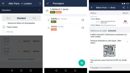 L'application Trainline sur smartphone