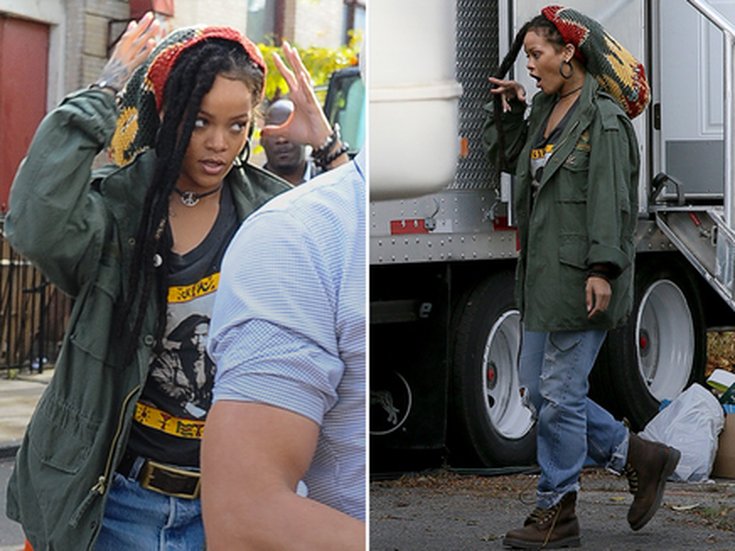 Rihanna sur le tournage d'Ocean's Eight le 2 novembre 2016
