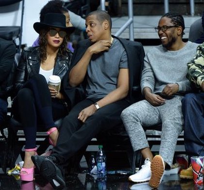 Beyoncé, Jay Z et Kendrick Lamar à un match de basket