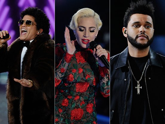 Bruno Mars, Lady Gaga et The Weeknd