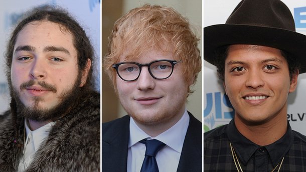 Post Malone, Ed Sheeran et Bruno Mars nommés aux Billboard Awards