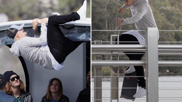 Justin Bieber: acrobaties et skateboard sur la baie de Sydney