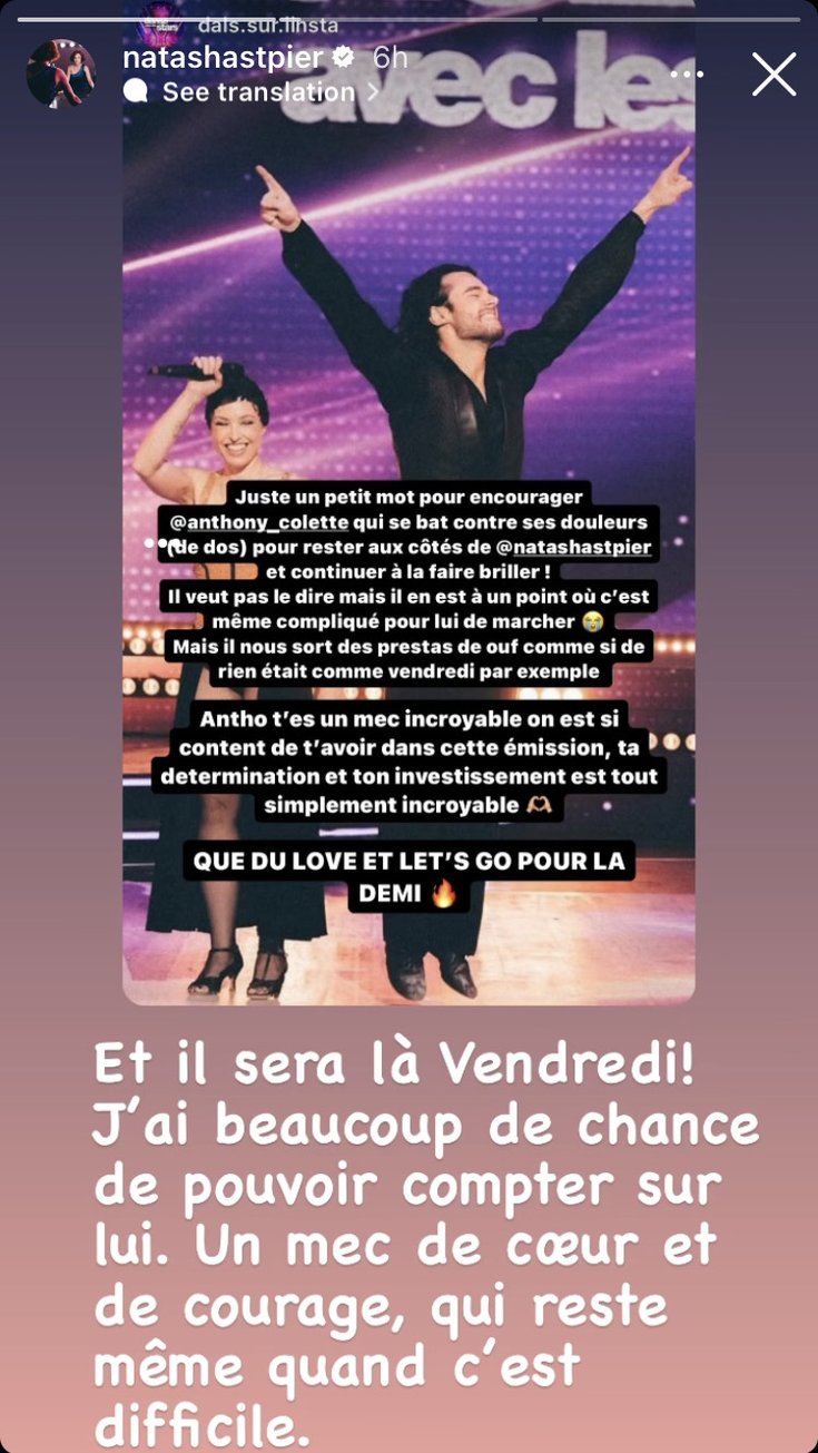 Natasha St-Pier confirme la présence d'Anthony Colette ce vendredi