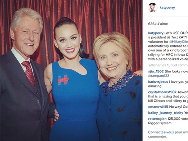 Bill Clinton, Katy Perry et Hillary Clinton