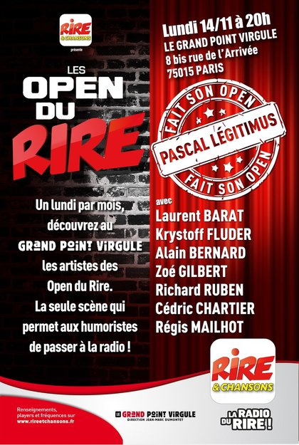 Open du rire du 14 novembre 2016 avec Pascal Légitimus Rire & Chansons