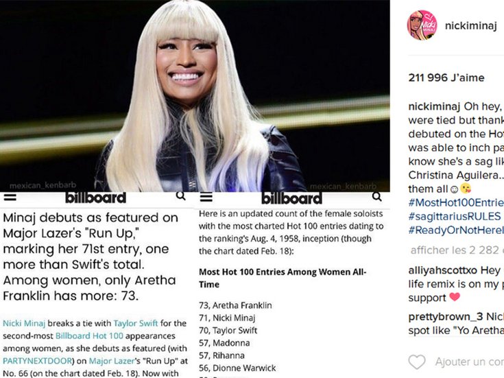 Nicki Minaj nargue Taylor Swift sur Instagram