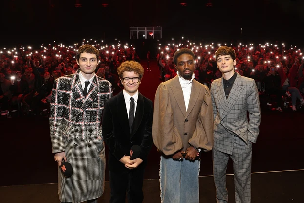 Finn Wolfhard, Gaten Matarazzo, Caleb McLaughlin et Noah Schnapp pour la saison 5 de "Stranger Things"