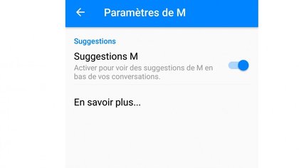 L'option suggestions M dans les paramètres de Messenger