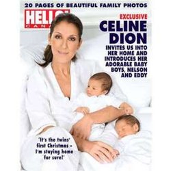 Céline Dion en couverture de Hello Magazine avec ses jumeaux