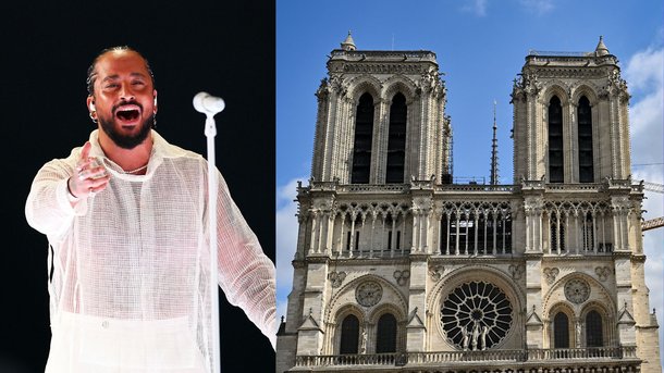 Slimane appelle à la paix en chantant « Résister » devant la cathédrale de Notre-Dame de Paris
