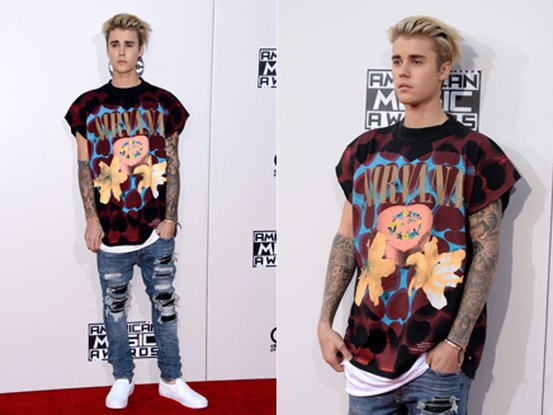 Justin Bieber sur le tapis rouge des American Music Awards 2015