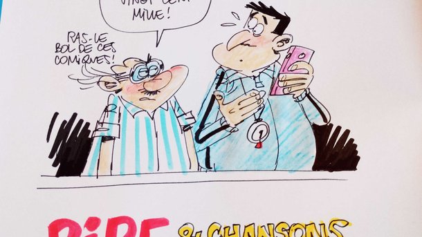 Dessin Humour - Vincent Piguet vu par Sti de Footmaniacs - Rire & Chansons Football Club "Tunisie-France"