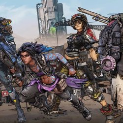 Les quatre chasseurs de l'Arche de Borderlands (de g. à d. : Zane, Amara, Moze et Fl4k)