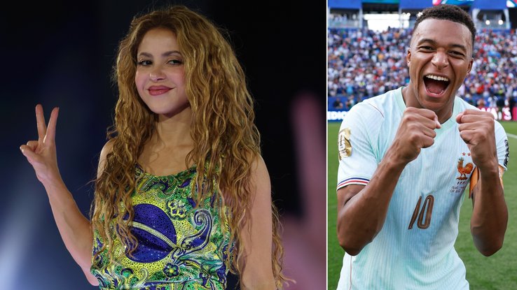 Shakira performe au Mega Show de Copacabana en 2026 / Kylian Mbappe pendant les quarts de final du match France vs Maroc de la Coupe du Monde 2026
