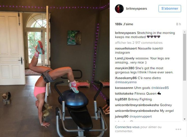 Britney Spears stretching