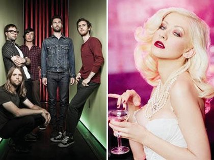 Christina Aguilera et Adam Levine chantent pour Mick Jagger
