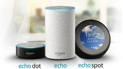 Les trois périphériques connectés Echo qu'Amazon vend en France dès le mois de juin 2018.