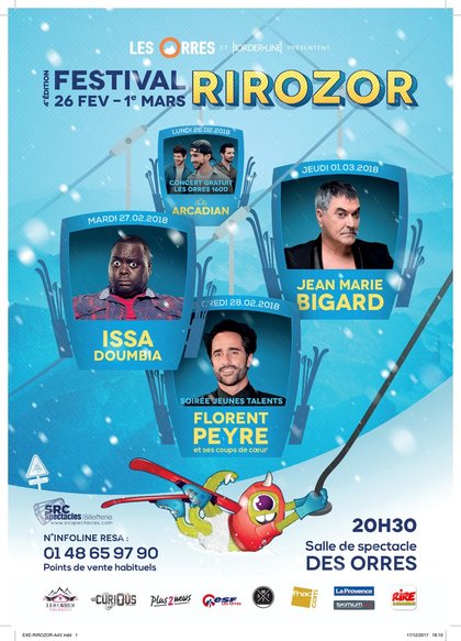 4ème Festival Rirozor - Du 26 février au 1er mars 2018 - Arcadian, Issa Doumbia, Jean-Marie Bigard et Florent Peyre - avec Rire & Chansons