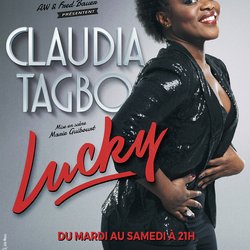 Claudia Tagbo en rodage - affiche avec Rire & Chansons gaite montparnasse