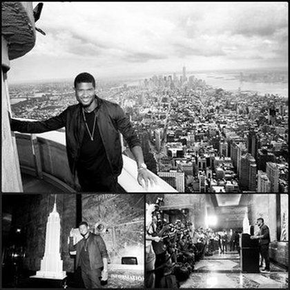 Usher : Meilleure place de la maison...La plus grosse scène dans le monde...Meilleur fond...HowUseeNYC #EmpireState