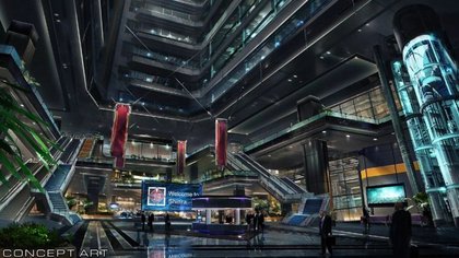 Concept art de la Tour Shinra dans Final Fantasy VII Remake (2020)