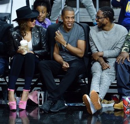 Beyoncé, Jay Z et Kendrick Lamar à un match de basket