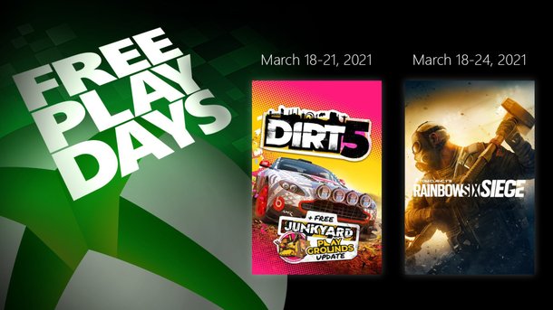 Dirt 5 et Rainbow Six Siege sont gratuits sur Xbox One et Xbox Series ce weekend (Free Play Days)