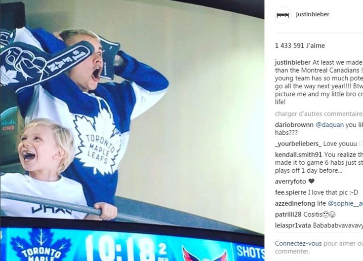 Justin Bieber au hockey