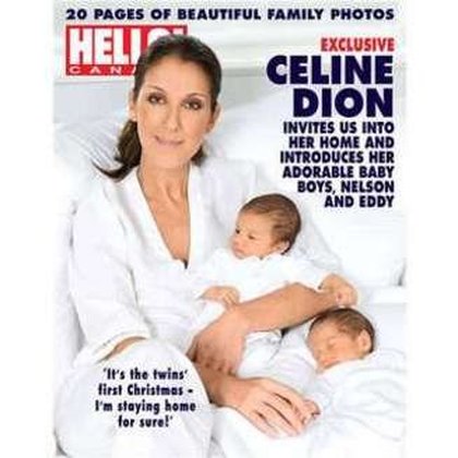 Céline Dion en couverture de Hello Magazine avec ses jumeaux