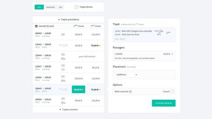 Trainline sur PC (navigateur web)