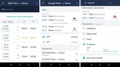 L'application Trainline sur smartphone